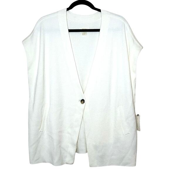 NWT Maeve By Anthropologie Women’s Oversized Muscle Sweater Vest Ivory Size L - Picture 2 of 8